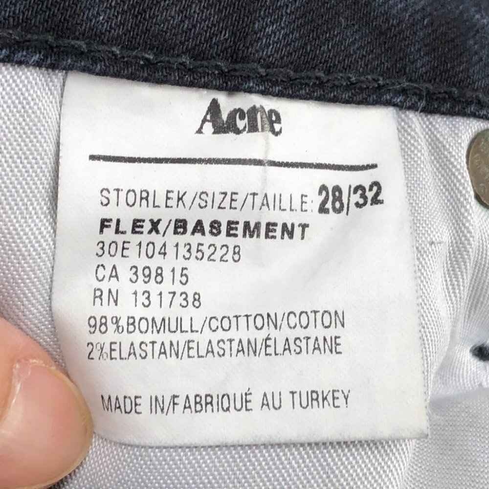 Acne Flex Basement Jeans Dark Indigo Blue Mid Rise Denim Skinny size 28 Tall - Picture 5 of 14